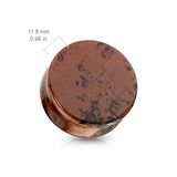 Pair Of Mahogany Obsidian Natural Stone Double Flared Plugs