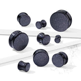 Pair Of Blue Sand Natural Stone Double Flared Plugs
