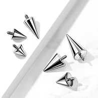 1 Pc Internally Threaded Spike End Dermal Top Lip Labret 16G & 14G