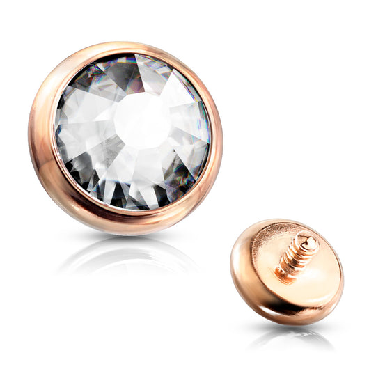 Rose Gold Internally Threaded Flat Gem Bezel Set Disc Top