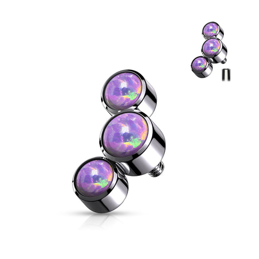 3 Round Purple Opal Set Titanium Dermal Anchor Top