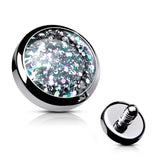 8 Colors Of Epoxy Covered Glitter Dermal Anchor Top Parts