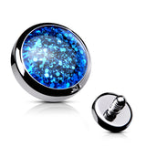 8 Colors Of Epoxy Covered Glitter Dermal Anchor Top Parts