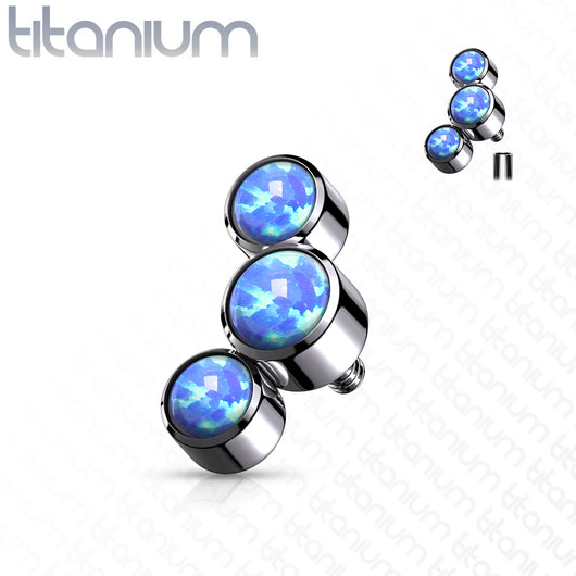 Titanium 3 Round Bezel Opal Dermal Anchor Top
