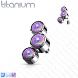 Titanium 3 Round Bezel Opal Dermal Anchor Top