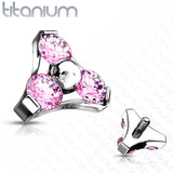 Titanium CZ Trinity Triangle Top Parts For Lip Eyebrow Dermal