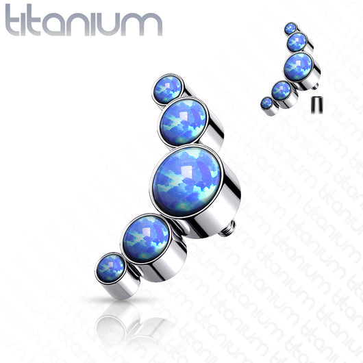 Titanium Round Bezel Opal Top For Lip Eyebrow Dermal