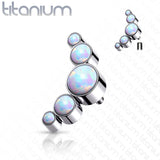 Titanium Round Bezel Opal Top For Lip Eyebrow Dermal