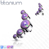 Titanium Round Bezel Opal Top For Lip Eyebrow Dermal