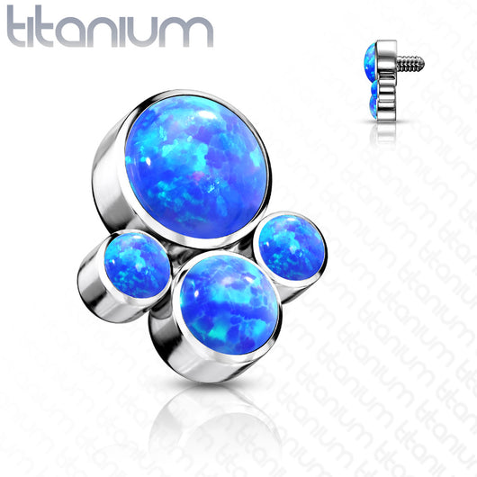 Titanium Bezel Opal 4 Clusters Top for Lip Eyebrow Dermal