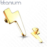 Titanium Flat Lightening Bolt Top for Lip Eyebrow Dermal