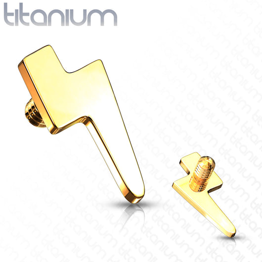 Titanium Flat Lightening Bolt Top for Lip Eyebrow Dermal