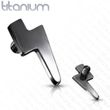 Titanium Flat Lightening Bolt Top for Lip Eyebrow Dermal
