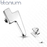 Titanium Flat Lightening Bolt Top for Lip Eyebrow Dermal