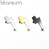 Titanium Flat Lightening Bolt Top for Lip Eyebrow Dermal