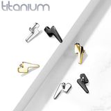 Titanium Flat Lightening Bolt Top for Lip Eyebrow Dermal