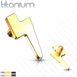 Titanium Flat Lightening Bolt Top for Lip Eyebrow Dermal