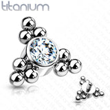 Titanium Bezel CZ Trinity Ball Clusters For Lip Eyebrow Dermal