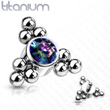 Titanium Bezel CZ Trinity Ball Clusters For Lip Eyebrow Dermal