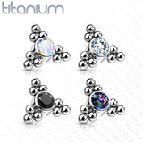 Titanium Bezel CZ Trinity Ball Clusters For Lip Eyebrow Dermal