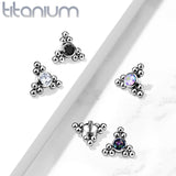 Titanium Bezel CZ Trinity Ball Clusters For Lip Eyebrow Dermal