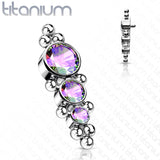 Titanium Descending CZ Ball Clusters Top For Lip Eyebrow Dermal
