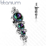 Titanium Descending CZ Ball Clusters Top For Lip Eyebrow Dermal