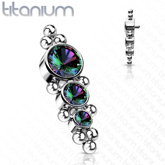 Titanium Descending CZ Ball Clusters Top For Lip Eyebrow Dermal