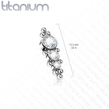 Titanium Descending CZ Ball Clusters Top For Lip Eyebrow Dermal