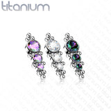 Titanium Descending CZ Ball Clusters Top For Lip Eyebrow Dermal