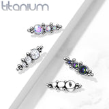 Titanium Descending CZ Ball Clusters Top For Lip Eyebrow Dermal
