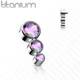 Titanium Descending CZ Top For Lip Eyebrow Dermal