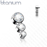 Titanium Descending CZ Top For Lip Eyebrow Dermal