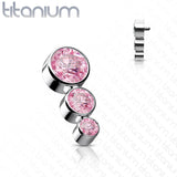 Titanium Descending CZ Top For Lip Eyebrow Dermal