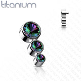 Titanium Descending CZ Top For Lip Eyebrow Dermal