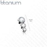 Titanium Descending CZ Top For Lip Eyebrow Dermal