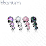 Titanium Descending CZ Top For Lip Eyebrow Dermal