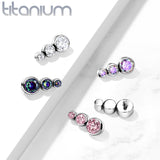Titanium Descending CZ Top For Lip Eyebrow Dermal