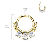 High Quality Precision CZ Bead Hinged Segment Septum Ear Cartilage Helix Tragus Rings