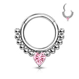 High Quality Precision Heart CZ Bead Hinged Segment Nose Septum Ear Cartilage