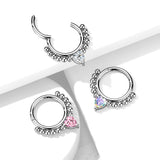 High Quality Precision Heart CZ Bead Hinged Segment Nose Septum Ear Cartilage