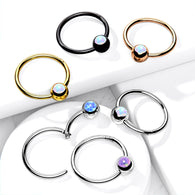 16G Surgical Steel Opal Hinged Segment Hoop Rings Tragus Cartilage