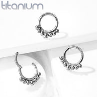 Titanium Hinged Segment Hoop Ring Outer Balls For Nose Septum Cartilage