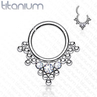 Titanium Hinged Segment Hoop Ring Tribal For Nose Septum Cartilage