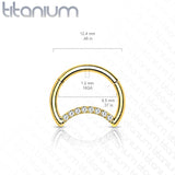 Titanium Hinged Segment Hoop Ring CZ Crescent For Nose Septum Cartilage