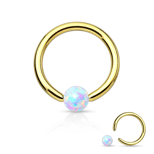 Synthetic Opal Stone IP 316L Surgical Steel Captive Bead Ring