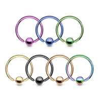 Gold, Titanium One Side Fixed Ball Captive Bead Ring Cartilage Helix Tragus 20G