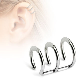 Triple Ring Fake Non Piercing Ear Helix Cuff Earring