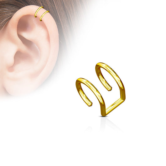 Double Ring Fake Non Piercing Ear Cartilage Helix Cuff Earring