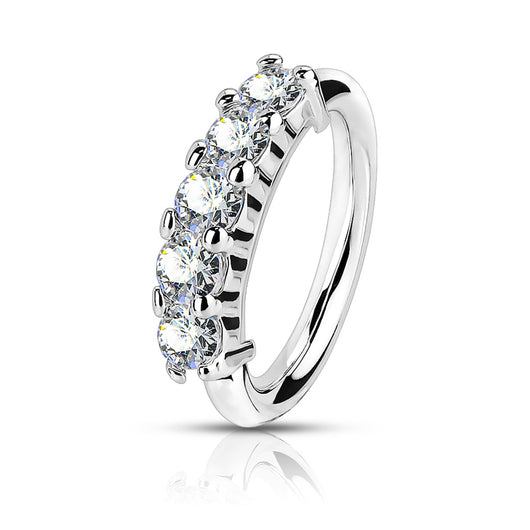 5 CZ Lined Bendale Ear Cartilage Daith Tragus Helix Earrings Hoop Nose Rings